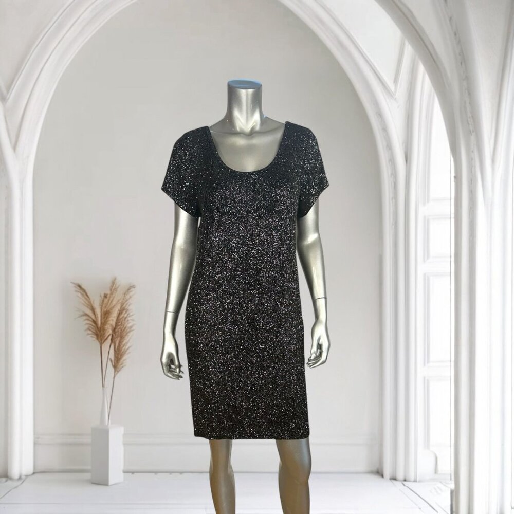 Forever 21 Plus Size Glitter Black Dress Short Sleeves 2X